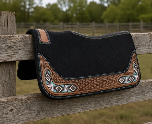 Western saddle pad black - -,